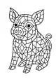 Free Piglet Coloring Page - Mosaic Patchwork Farm Friend (Printable PDF)
