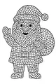 Free Santa Claus Coloring Page - Mosaic Santa Waving With Gift Sack (Printable PDF)