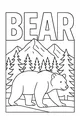 Free Bear Coloring Page - Walking Through Pine Forest Path (Printable PDF)