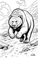 Free Bear Coloring Page - Mighty Bear in Mountain Landscape (Printable PDF)