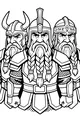 Free Dwarf Warriors Coloring Page - Braided Beards Mountain Guard (Printable PDF)
