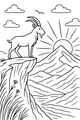 Free Mountain Goat Coloring Page - Sunrise On A High Cliff (Printable PDF)