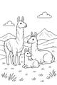Free Llama Coloring Page - Llama Family in Mountain Hills (Printable PDF)