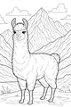 Free Llama Coloring Page - Fluffy Llama in Mountain Meadow (Printable PDF)