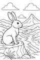 Free Rabbit Coloring Page - Bunny on Rocky Hilltop by River (Printable PDF)