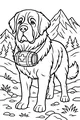 Free Saint Bernard Dog Coloring Page - Mountain Rescue Hero with Barrel (Printable PDF)