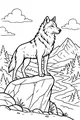 Free Wolf Coloring Page - Guardian on Mountain Ridge (Printable PDF)
