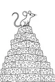 Free Mouse Coloring Page - Cute Mouse on Cheesy Pyramid (Printable PDF)