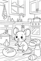 Free Mouse Coloring Page - Cute Kitchen Breakfast Scene (Printable PDF)