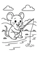 Free Mouse Coloring Page - Little Mouse Fishing by the Pond (Printable PDF)