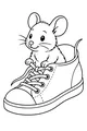 Free Mouse Coloring Page - Cute Mouse in a Sneaker House (Printable PDF)