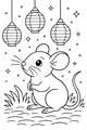 Free Mouse Coloring Page - Festive Night Under Lantern Lights (Printable PDF)