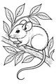 Free Mouse Coloring Page - Whiskered Friend on Leafy Tree Branch (Printable PDF)