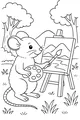 Free Mouse Coloring Page - Little Artist Painting a Meadow (Printable PDF)
