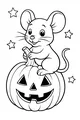 Free Mouse Coloring Page - Halloween Pumpkin Under Starry Night (Printable PDF)