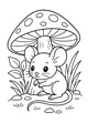Free Mouse Coloring Page - Cute Forest Mushroom Home Scene (Printable PDF)