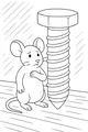 Free Mouse Coloring Page - Surprised Mouse With Giant Screw (Printable PDF)