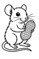 Free Mouse Coloring Page - Cute Cartoon Mouse With Giant Peanut (Printable PDF)