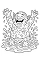 Free Ogre Coloring Page - Happy Ogre Boy Splashing in Mud Puddle (Printable PDF)