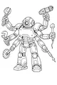 Free Robot Coloring Page - Multi-Armed Repair Megabot at Work (Printable PDF)