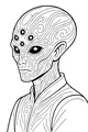Free Alien Coloring Page - Multi-Eyed Visitor Portrait (Printable PDF)
