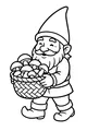 Free Gnome Coloring Page - Cheerful Gnome With Mushroom Basket (Printable PDF)