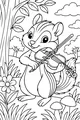 Free Chipmunk Coloring Page - Violin Music in the Forest (Printable PDF)