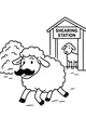 Free Sheep Coloring Page - Silly Mustache at the Shearing Station (Printable PDF)