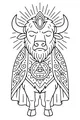Free Buffalo Coloring Page - Magical Buffalo King in Jewel Cape (Printable PDF)