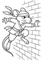 Free Rat Coloring Page - Ninja Rat Leaping Against Brick Wall (Printable PDF)