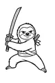 Free Sloth Coloring Page - Ninja Warrior With Swords (Printable PDF)