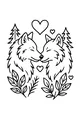 Free Wolf Coloring Page - Nose-to-Nose Wolves in Forest (Printable PDF)