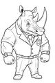 Free Rhinoceros Coloring Page - Muscular Rhino Police Officer (Printable PDF)