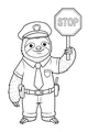 Free Sloth Coloring Page - Police Officer With Stop Sign (Printable PDF)