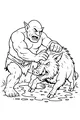 Free Ogre Coloring Page - Muddy Match With Wild Boar (Printable PDF)