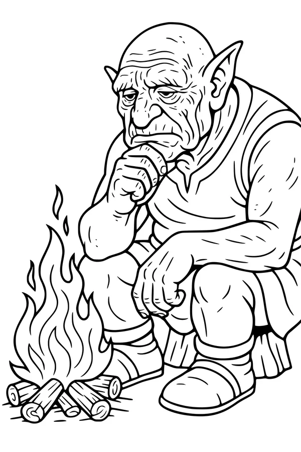 Free Ogre Coloring Page - Thoughtful Ogre by Campfire (Printable PDF)