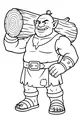 Free Ogre Coloring Page - Muscular Ogre Carrying a Big Log (Printable PDF)