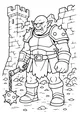Free Ogre Coloring Page - Armored Guard in Broken Castle Ruins (Printable PDF)