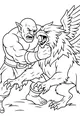 Free Ogre and Griffin Coloring Page - Epic Wrestling Standoff (Printable PDF)