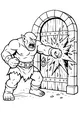 Free Ogre Coloring Page - Muscular Ogre Punching Castle Door (Printable PDF)