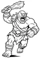 Free Ogre Coloring Page - Cartoon Warrior Running With Spiky Club (Printable PDF)