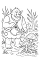 Free Ogre Coloring Page - Friendly Gardener in Swampy Mushroom Forest (Printable PDF)
