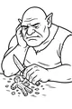 Free Ogre Coloring Page - Woodcarver Crafting Tiny Doll (Printable PDF)