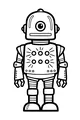 Free Robot Coloring Page - One-Eyed Retro Bot With Claw Hands (Printable PDF)