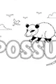 Free Opossum Coloring Page - Cute Cartoon With Word Art (Printable PDF)