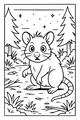 Free Opossum Coloring Page - Cute Nighttime Forest Scene (Printable PDF)