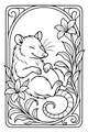 Free Opossum Coloring Page - Sleepy Garden Nest Scene (Printable PDF)