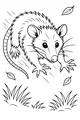 Free Opossum Coloring Page - Leaping in Tall Grass (Printable PDF)