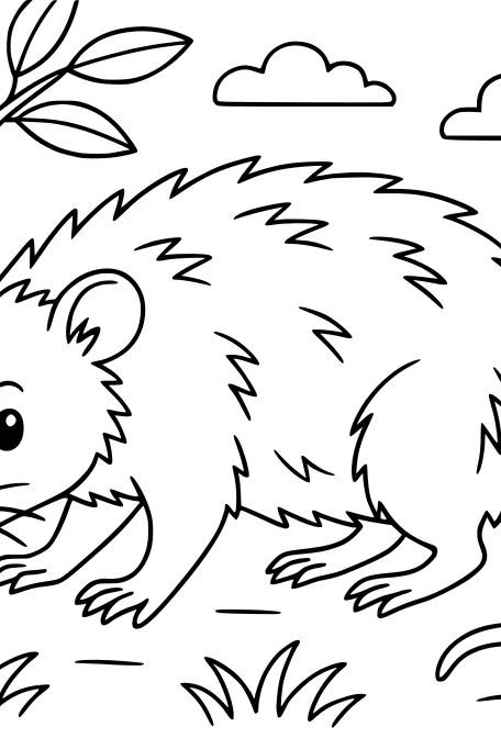 Free Opossum Coloring Page - Fuzzy Woodland Walk (Printable PDF)