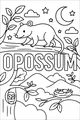 Free Opossum Coloring Page - Moonlit Treetop Forest Scene (Printable PDF)